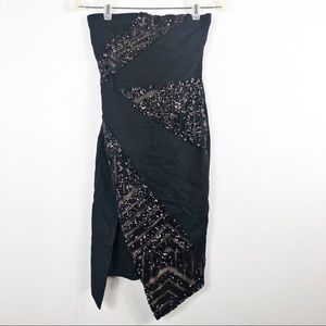 Guess Jet Black Multi Sequin Rubi Strapless Bodycon Mini Dress